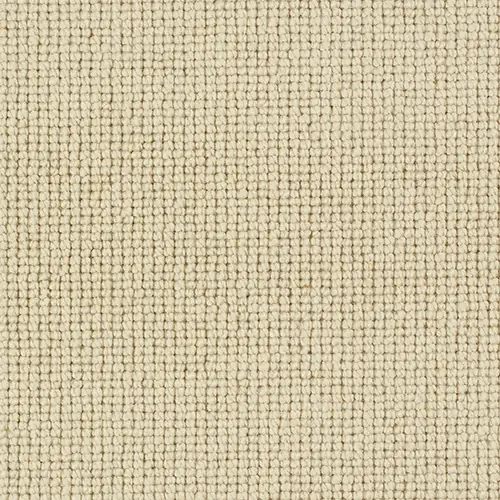 Close-up texture of beige loop pile carpet in a grid pattern.