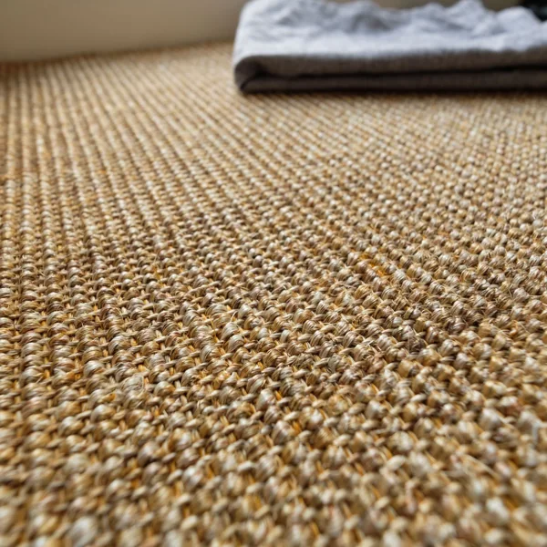 Close-up texture of natural woven sisal carpet rug