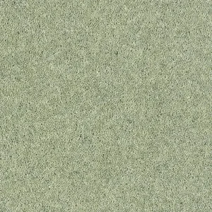 Close-up texture of sage green cut pile carpet surface.