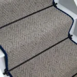 Country Herringbone Elephant Stair Runner on stairs. (1)