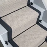 Harrison Cream Herringbone Stair Runner with a border.