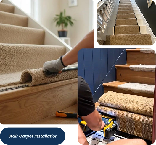 Installing plush beige carpet over tack strip on stairs
