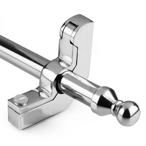 Polished chrome stair rod bracket with decorative finial